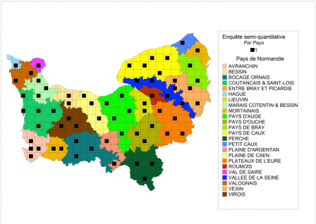 Carte 1 : Petites régions agricoles et mailles SQ