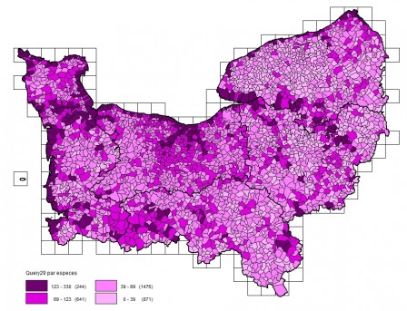 Nombre d'espèces par commune (2014)